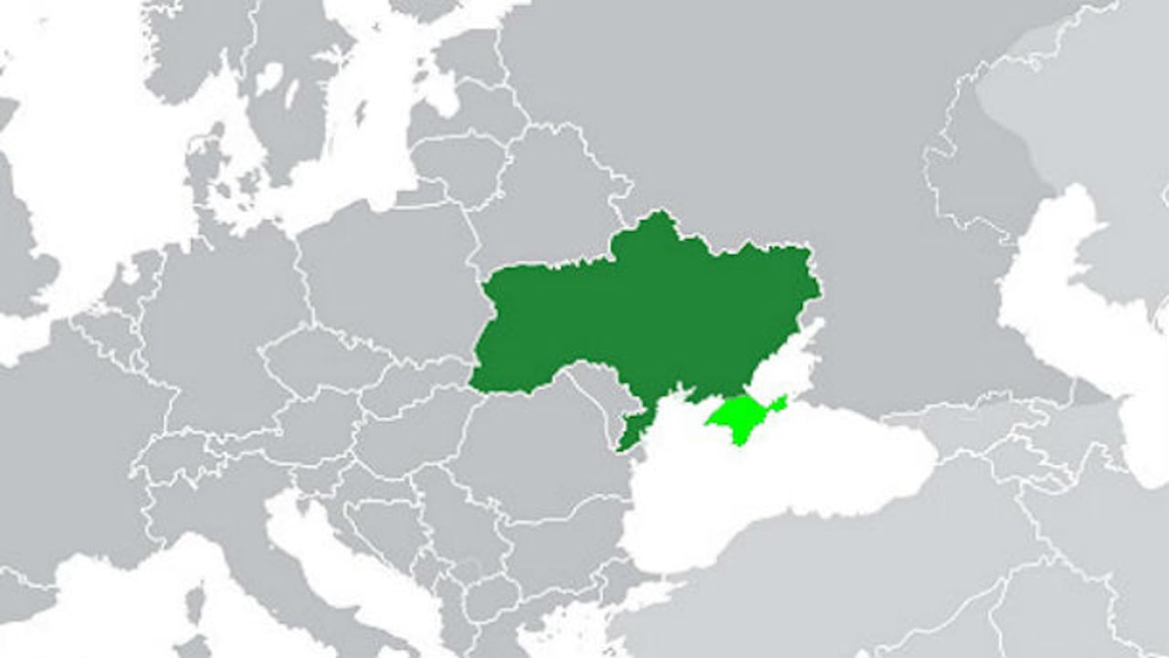Ucrania (verde oscuro) y la península de Crimea. Foto: Wikimedia Commons.