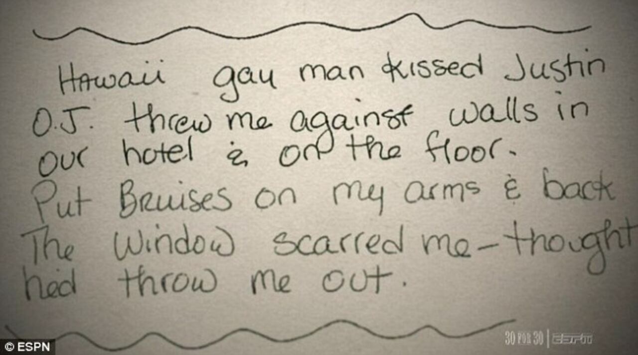 En sus diarios, escritos a mano, Nicole Brown llevaba un registro de las veces en las que O.J. Simpson la golpeó o la maltrato.