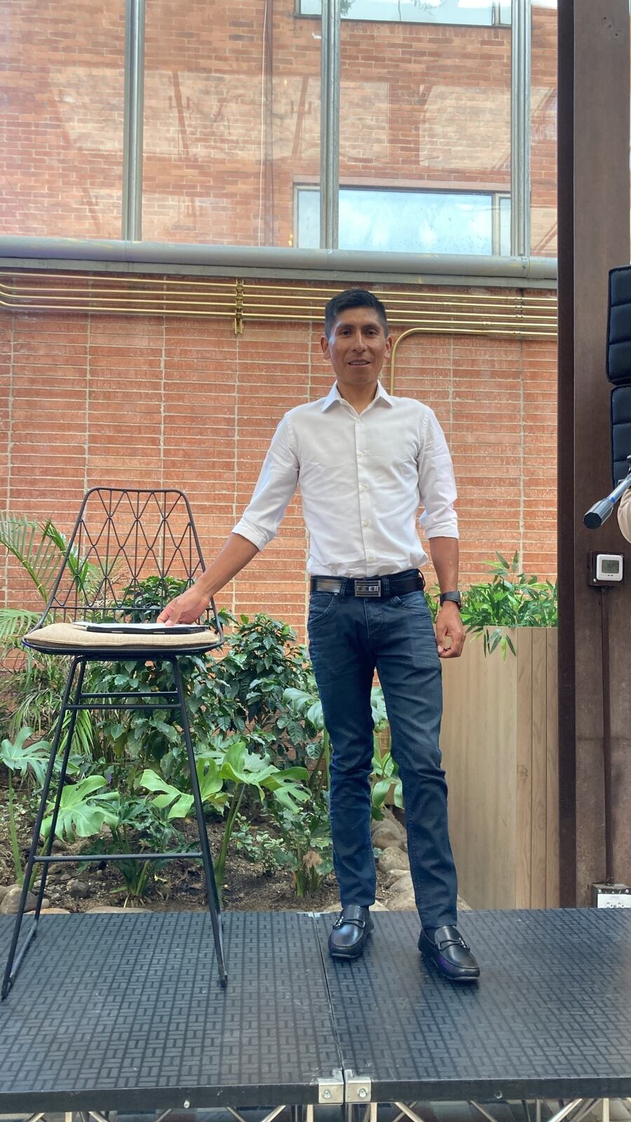 Nairo Quintana durante la rueda de prensa en Bogotá