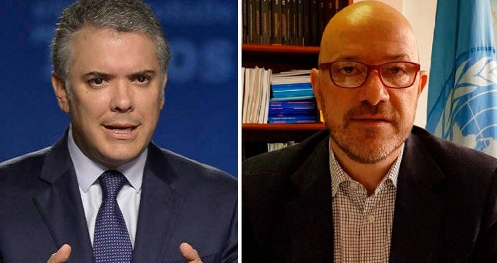 El presidente Duque y Alberto Brunori, representante en Colombia de la Oficina de Derechos Humanos de la ONU.