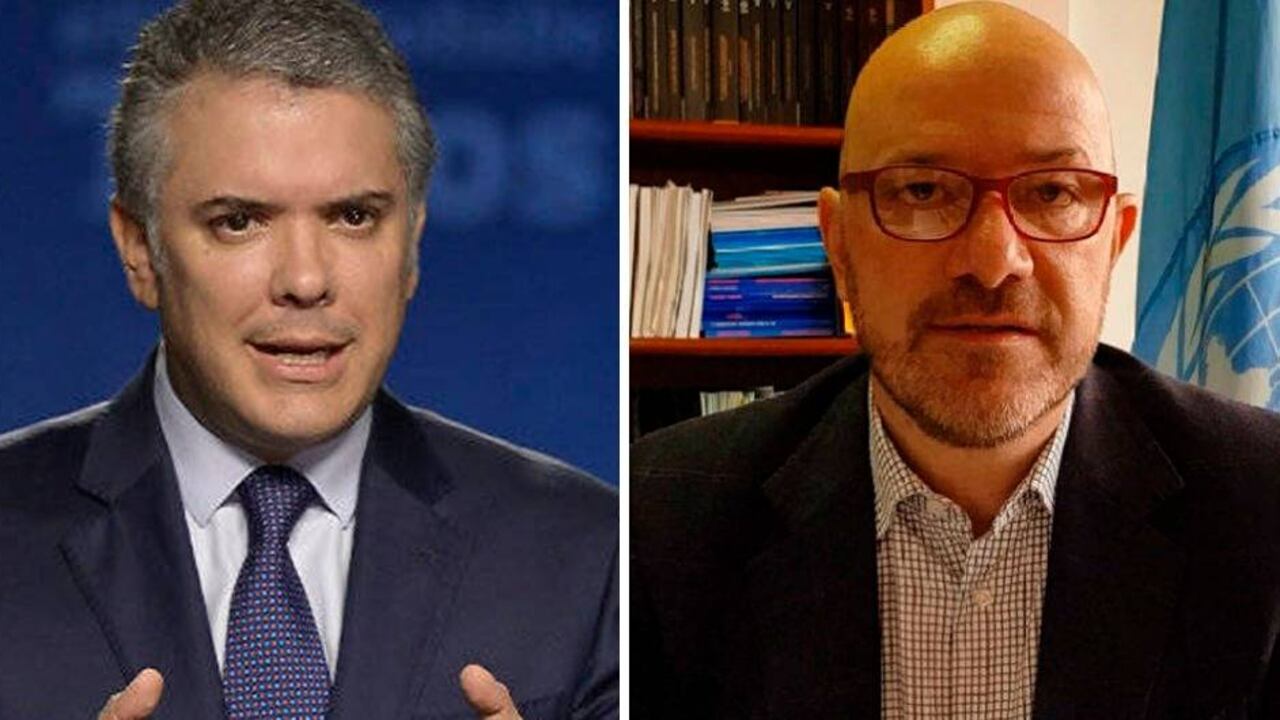 El presidente Duque y Alberto Brunori, representante en Colombia de la Oficina de Derechos Humanos de la ONU.