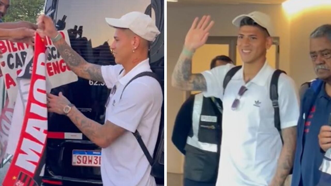 Jorge Carrascal en su llegada a Brasil para ser nuevo jugador de Flamengo.