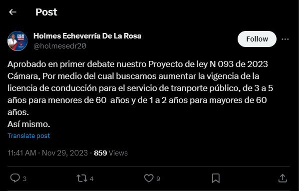 Nuevo proyecto de ley buscaría extender plazo de licencias de conducción.