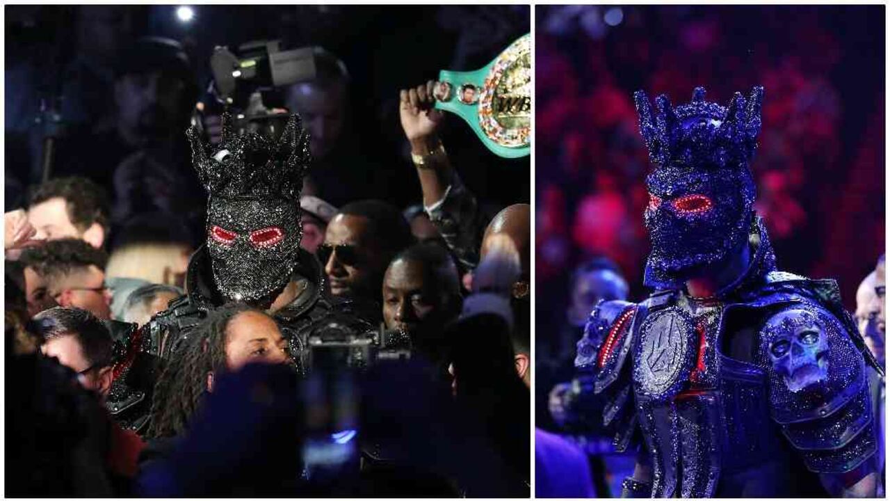 Wilder declaró al portal que el disfraz en forma de armadura con relieve, junto a su máscara completa, pesaban unas 40 libras (18 kg).