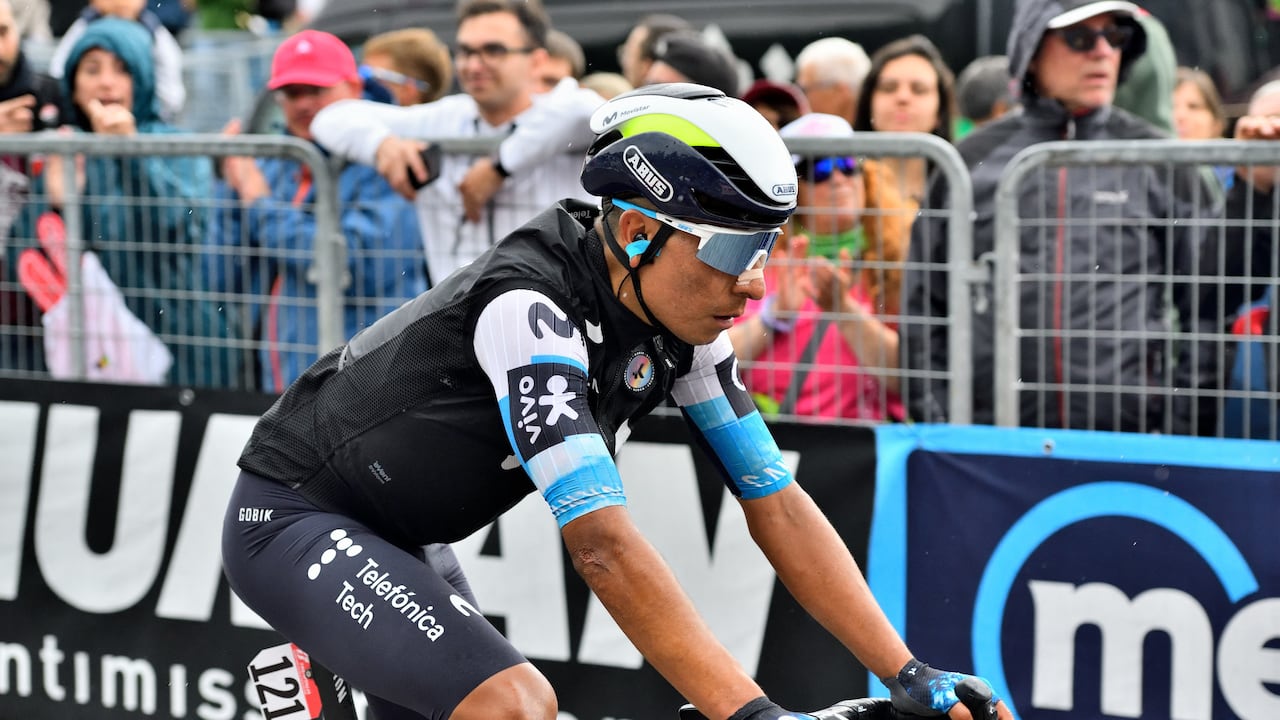 Nairo Quintana of Movistar Team during the Giro d'Italia 2025, Tour of Italy, Stage 17, San Michele all'Adige -Bormio (155 Km) on 28 May 2025 in Bormio, Italy - Photo Davide Vaninetti / LiveMedia / DPPI (Photo by Davide Vaninetti / LiveMedia / DPPI via AFP)