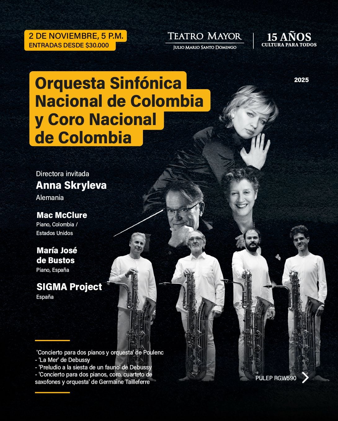 SIGMA Project actuará como solista junto a la Orquesta Sinfónica Nacional de Colombia, el domingo 2 de noviembre en el Teatro Mayor