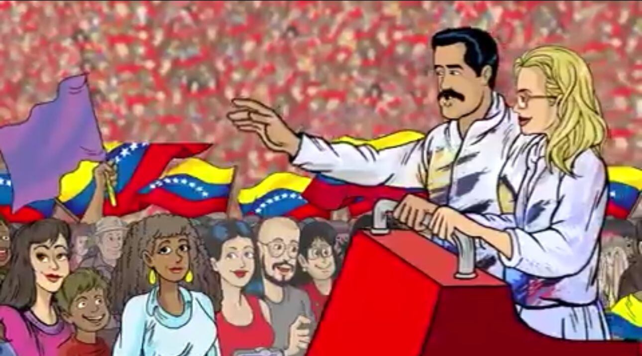 El mandatario se ve compartiendo con los ciudadanos en los dibujos animados