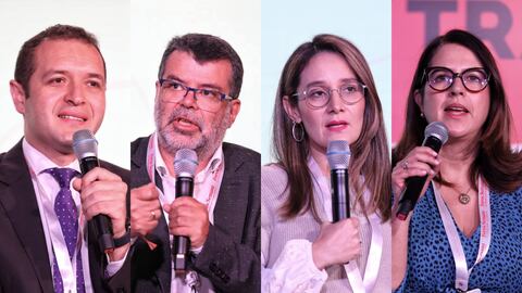 Nicolás Rincón, director de Infraestructura y Energía Sostenible del Departamento Nacional de Planeación (DNP); Darío Hidalgo, profesor e investigador de transporte de la Universidad Javeriana; María Fernanda Ortíz, experta en movilidad; y Carolina Rojas Hayes, presidenta ejecutiva de Fedebiocombustibles.
