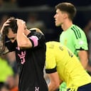 NASHVILLE, TENNESSEE - AUGUST 15: Lionel Messi #10 of Inter Miami CF reacts after missing a penalty during the MLS match between Nashville SC v Inter Miami CF at GEODIS Park on August 15, 2026 in Nashville, Tennessee. (Photo by Carly Mackler/Getty Images)