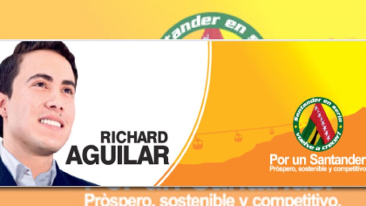 Richard Aguilar, hijo del exgobernador Hugo Aguilar, aspira a convertirse en el próximo gobernador de Santander y heredar el poder político de su padre.
