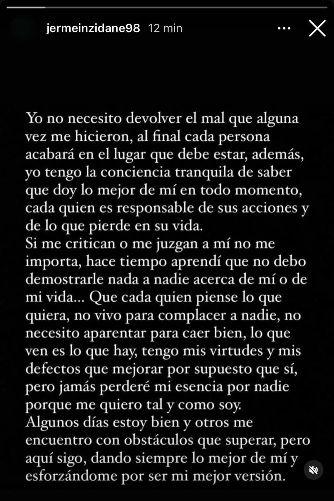 Mensaje de Jermein Peña