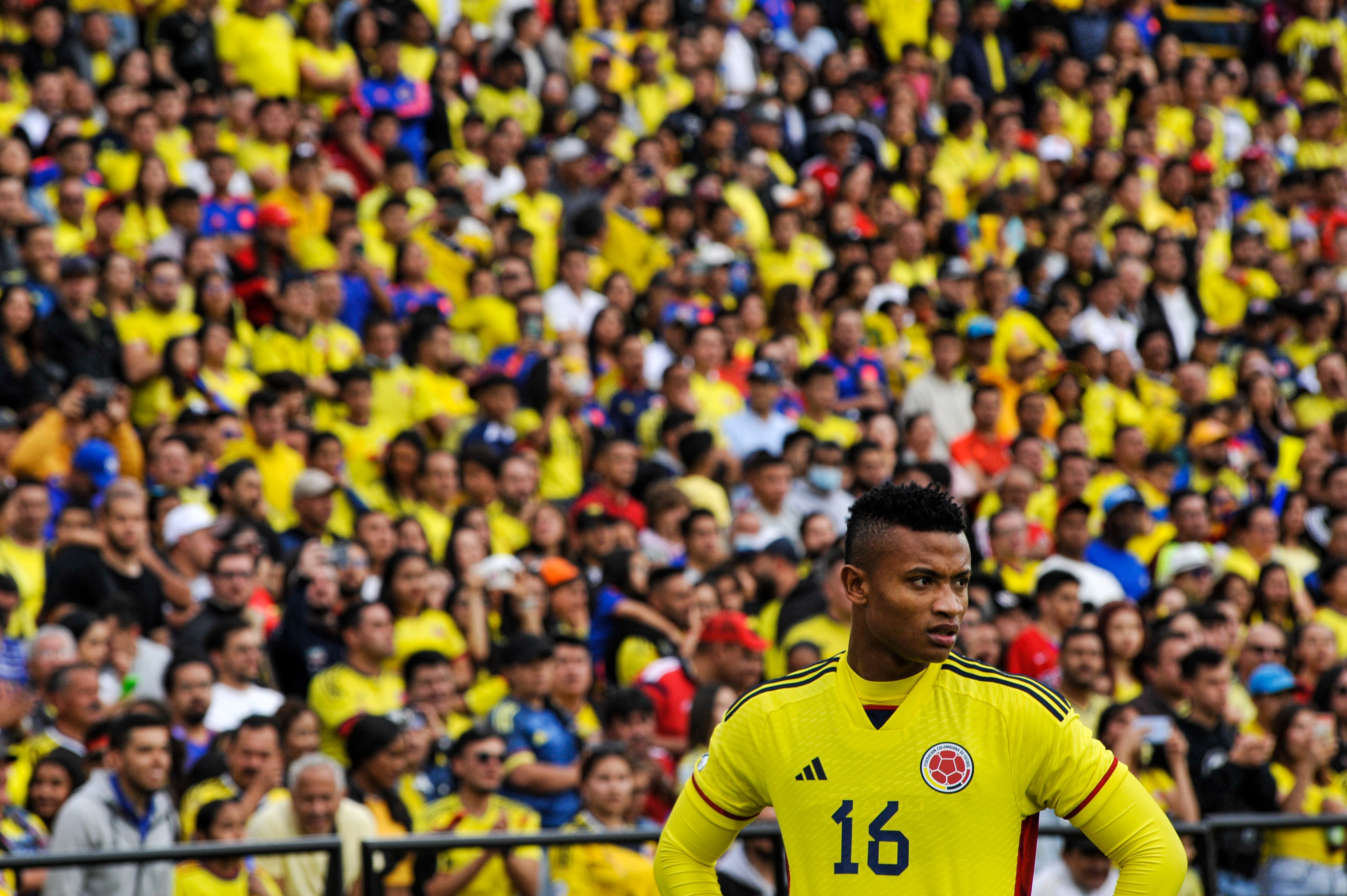 Colombia's Oscar Cortes during the South American U-20 Conmebol Tournament match between Colombia and Venezuela, in Bogota, Colombia on February 12, 2023. (Photo by Sebastian Barros/NurPhoto via Getty Images)