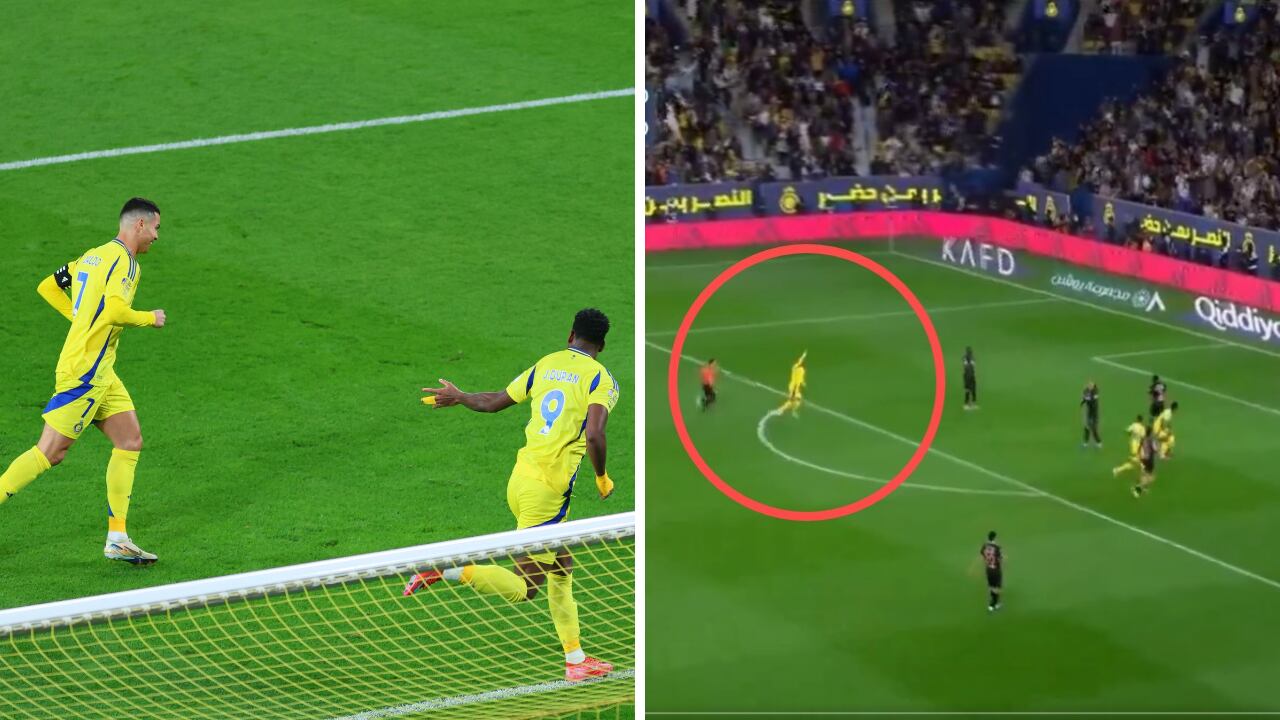 La reacción de Cristiano Ronaldo al primer gol de Jhon Durán con Al-Nassr.