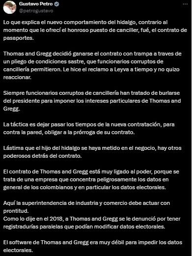 El presidente Gustavo Petro había asegurado que los datos de los colombianos que solicitaban sus pasaportes estaban en riesgo.