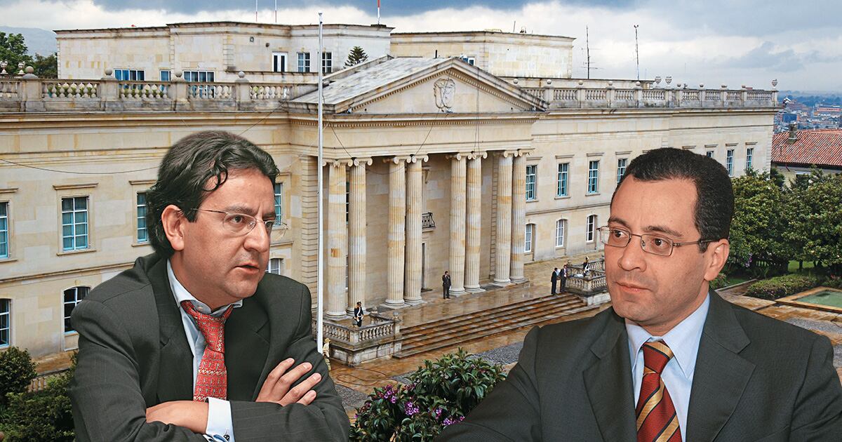 De izquierda a derecha: Edmundo del Castillo, exsecretario jurídico de la Presidencia, y César Mauricio Velásquez, exsecretario de prensa de la Casa de Nariño, en el gobierno de Álvaro Uribe Vélez.