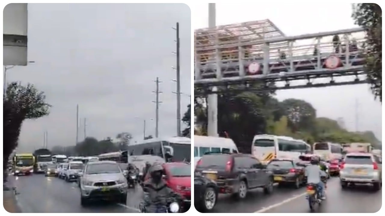 La salida de la Autopista Norte hacia la avenida Boyacá registra alta congestión vehicular este lunes.