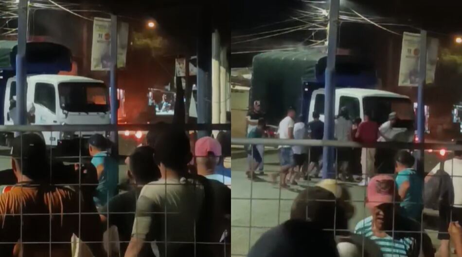 Asonada en Tibú, Norte de Santander, este viernes 17 de mayo.