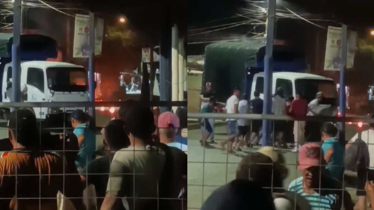 Asonada en Tibú, Norte de Santander, este viernes 17 de mayo.