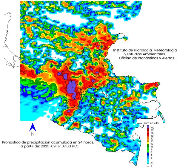 Pronóstico del clima en Colombia para este 17 de septiembre de 2025