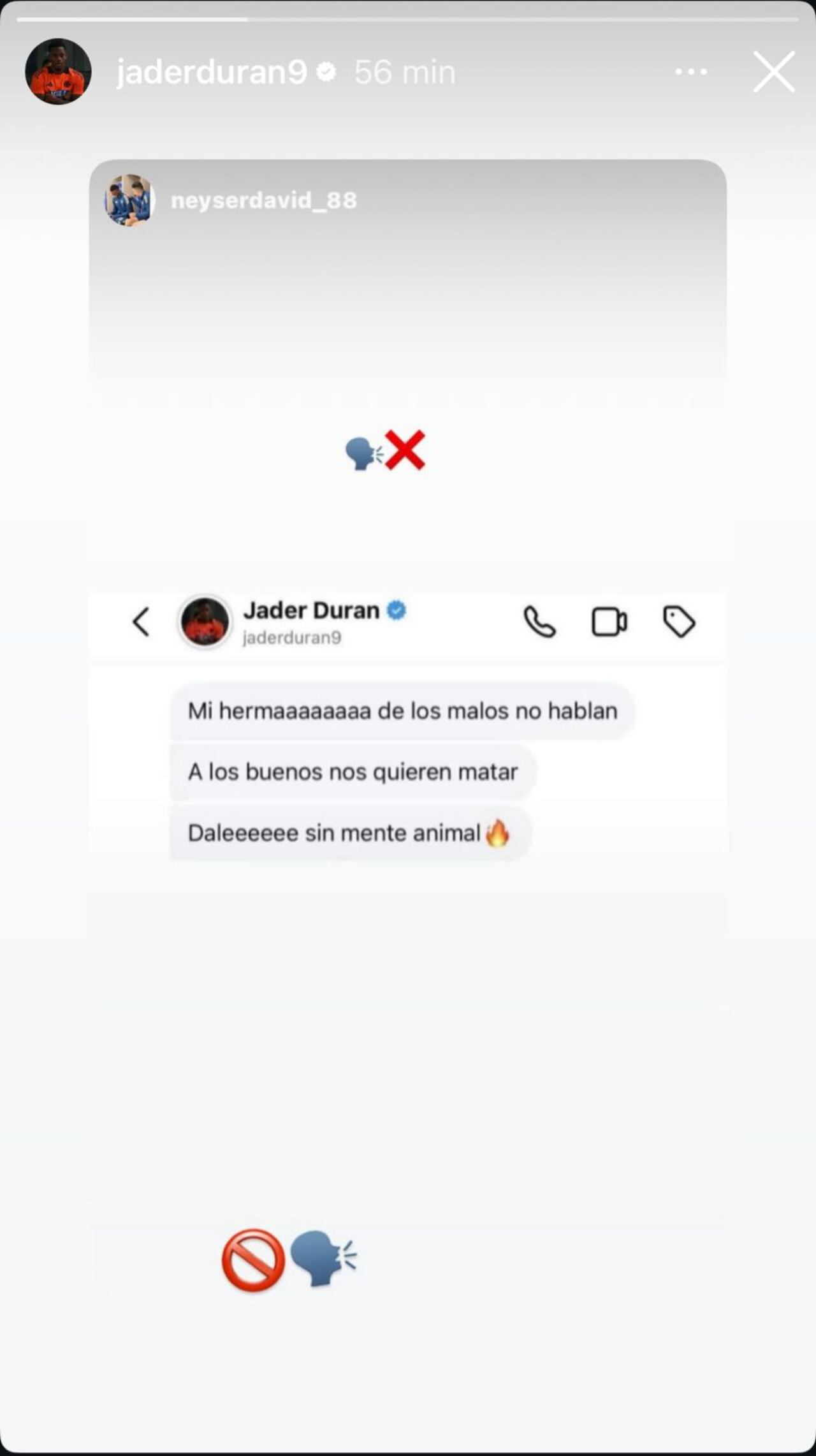Chat de Jhon Durán tras salir de la convocatoria de Selección Colombia.
