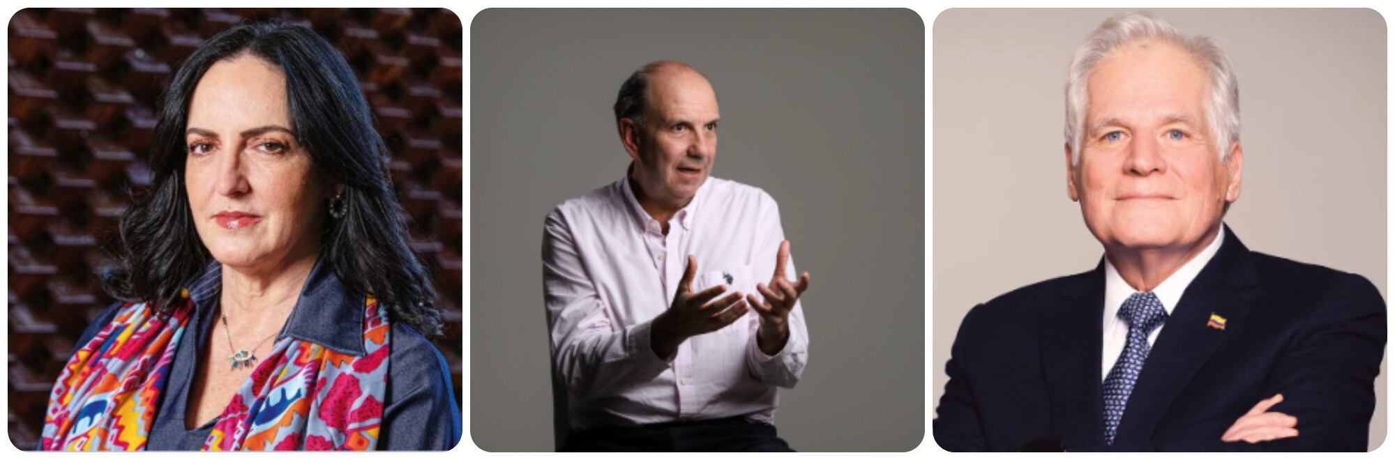 María Fernanda Cabal, senadora y precandidata a la presidencia; Gabriel Vallejo, director del CD, y Miguel Uribe Londoño, precandidato presidencial.