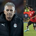 Carlos Queiroz, Mohamed Salah y Sadio Mané. Senegal vs. Egipto.