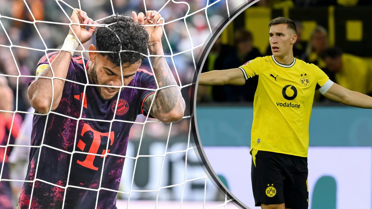 Movimiento en la tabla de posiciones de la Bundesliga, tras resultados del Bayern (izq.) y Borussia Dortmund (der.).