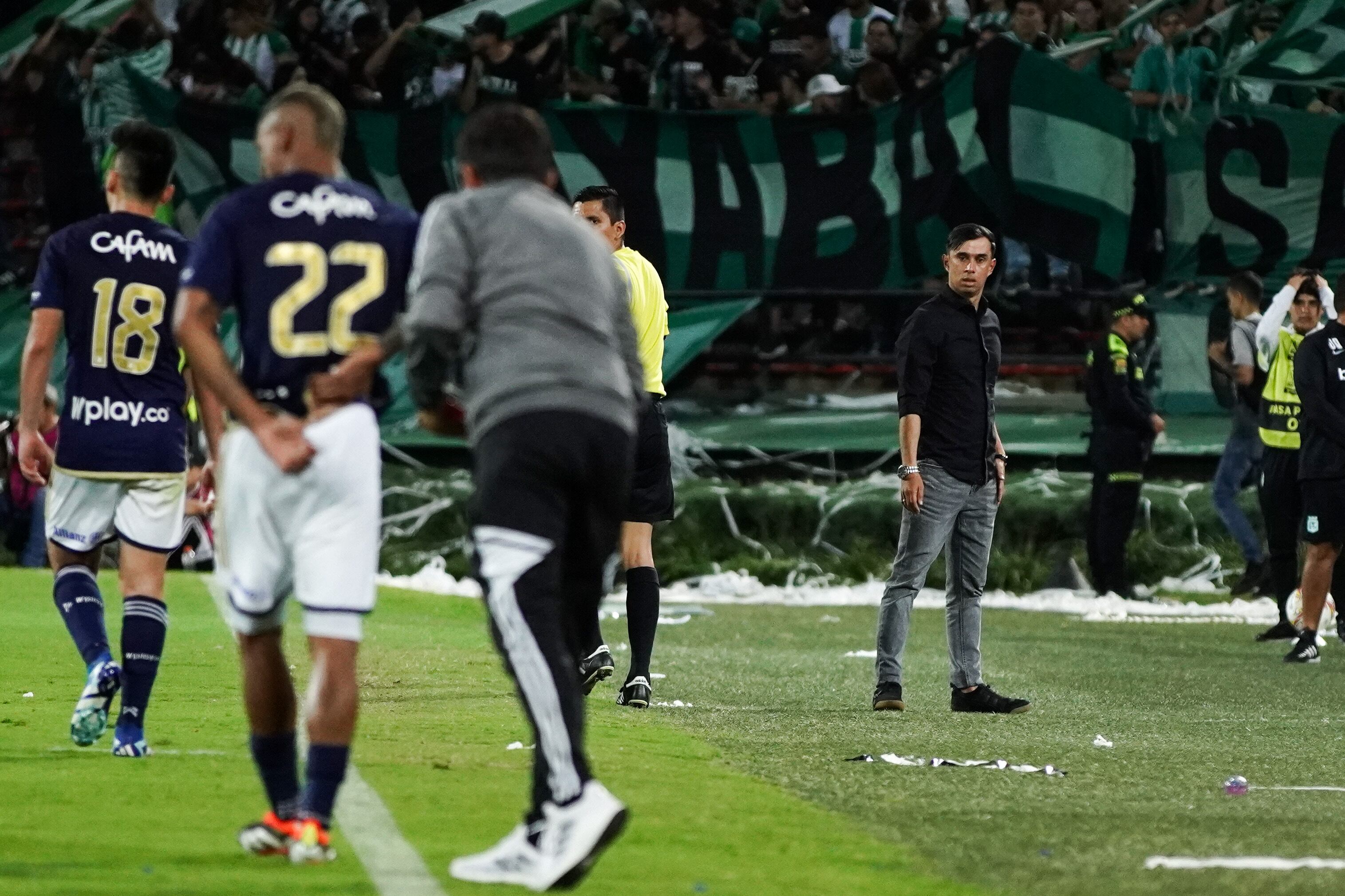 Bodmer reacciona durante el partido entre Atlético Nacional y Millonarios
