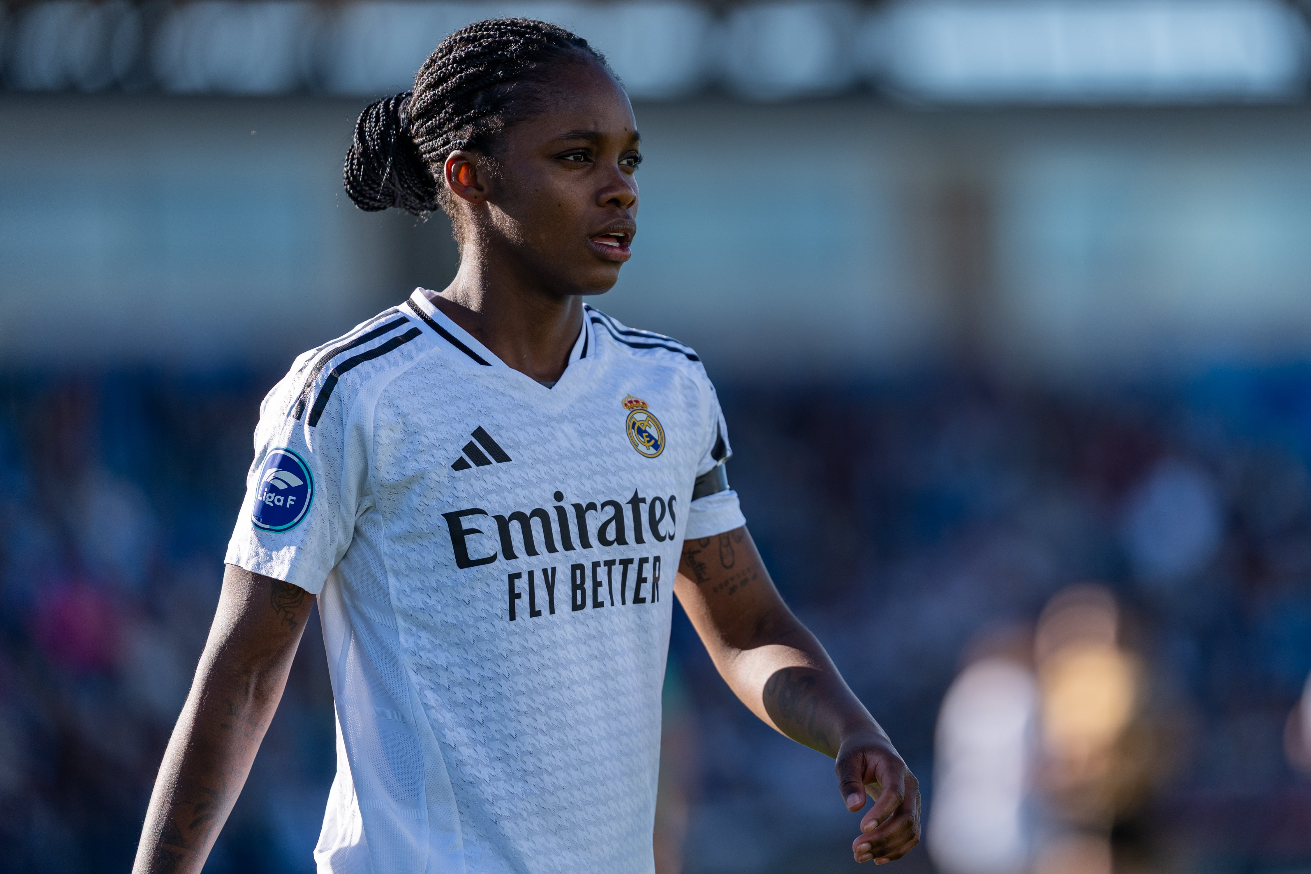 MADRID, SPAIN - MARCH 30: Linda Caicedo of Real Madrid CF is seen during the Liga F match between Real Madrid CF and Real Sociedad at Estadio Alfredo Di Stefano on March 30, 2025 in Madrid, Spain. (Photo by Alberto Gardin/Eurasia Sport Images/Getty Images)