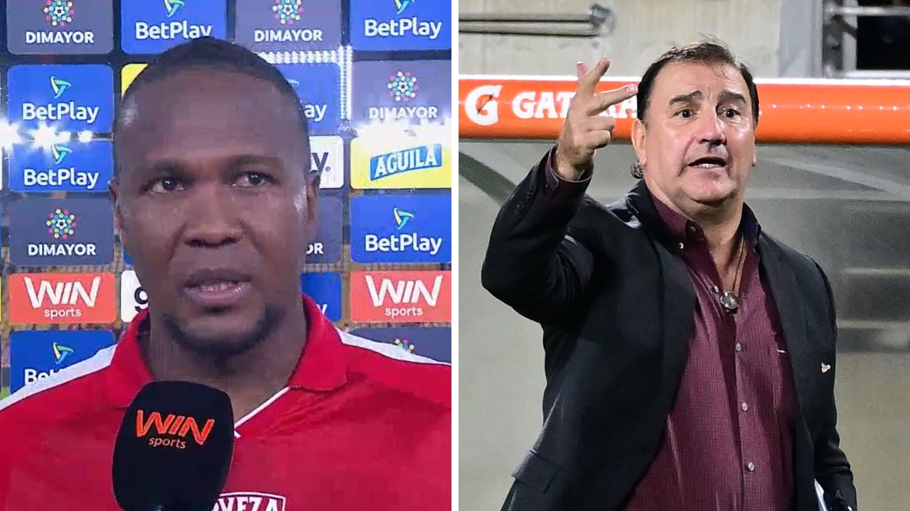 El mensaje de Hugo Rodallega (izq.) a Néstor Lorenzo (der.) tras su estelar partido con Santa Fe ante América de Cali.