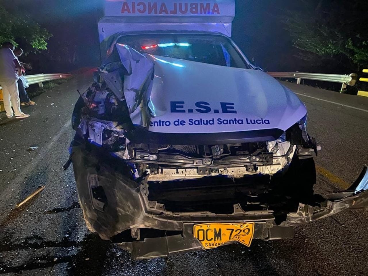 La ambulancia quedó inmovilizada por el fuerte impacto con el animal