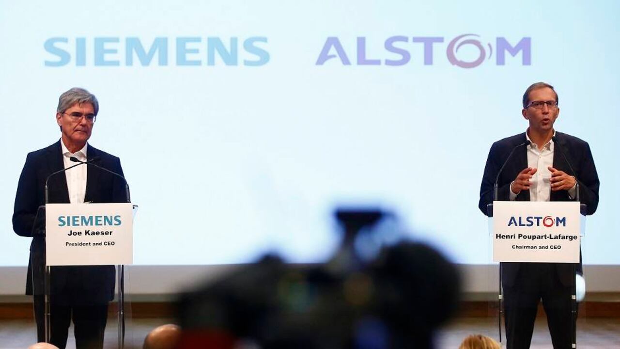 El CEO de Siemens, Joe Kaeser (izquierda), y el de Alstom, Henri Poupart-Lafarge.