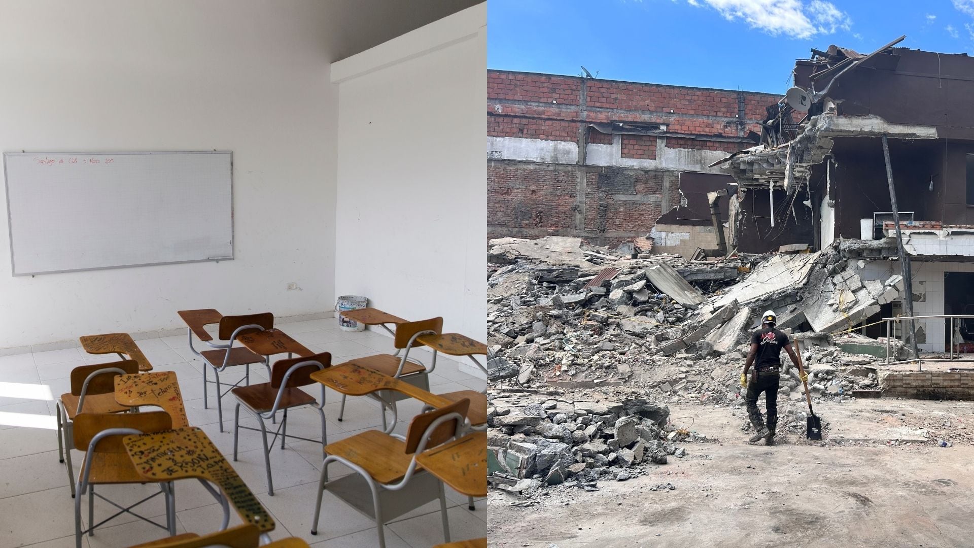 Colegios y estudiantes, entre los más afectados por el fuerte sismo en Colombia.