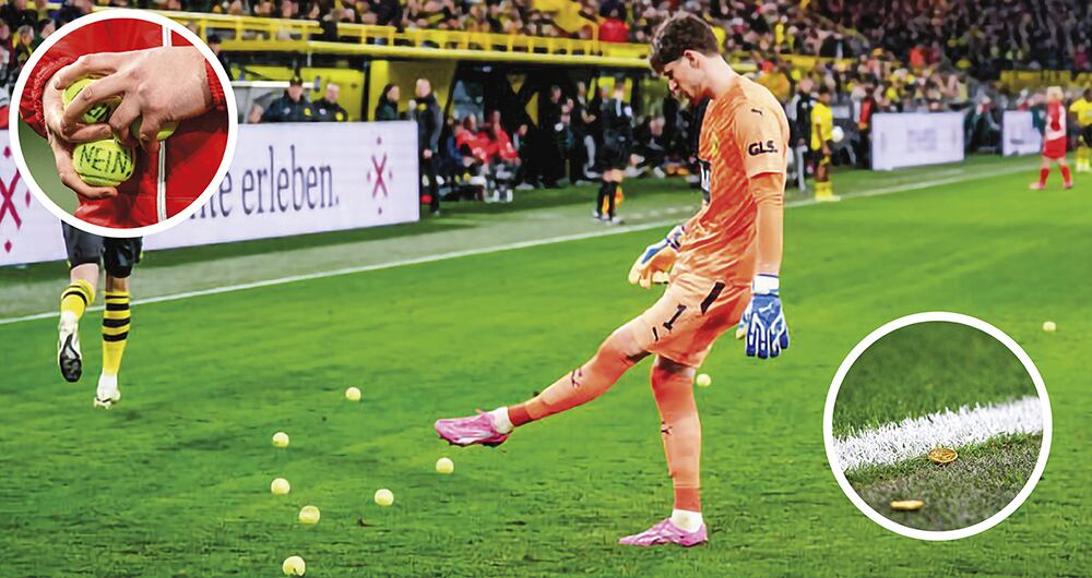 Durante el encuentro entre el Borussia Dortmund y el Friburgo en la Bundesliga de Alemania, los aficionados inundaron la cancha con pelotas de tenis. 