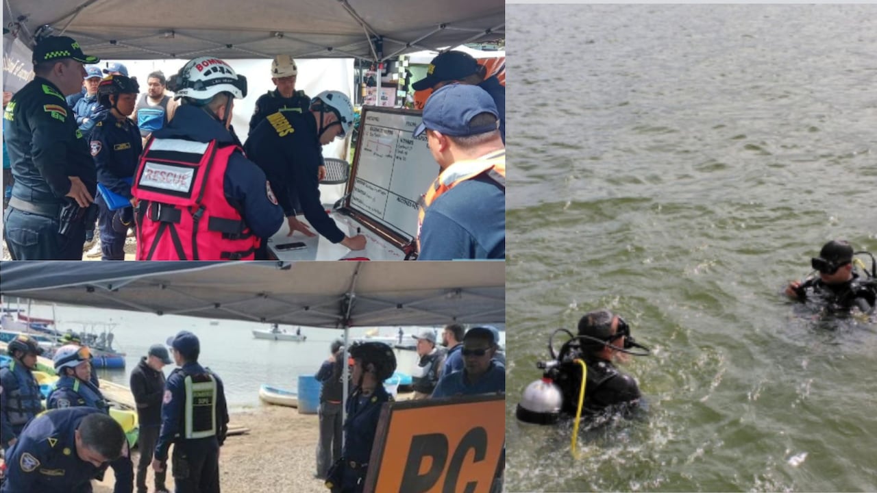 Organismos de socorro mantienen los operativos de búsqueda de Sandy Astrid Serene en el embalse de Tominé, en Guatavita, tras el accidente entre dos lanchas.
