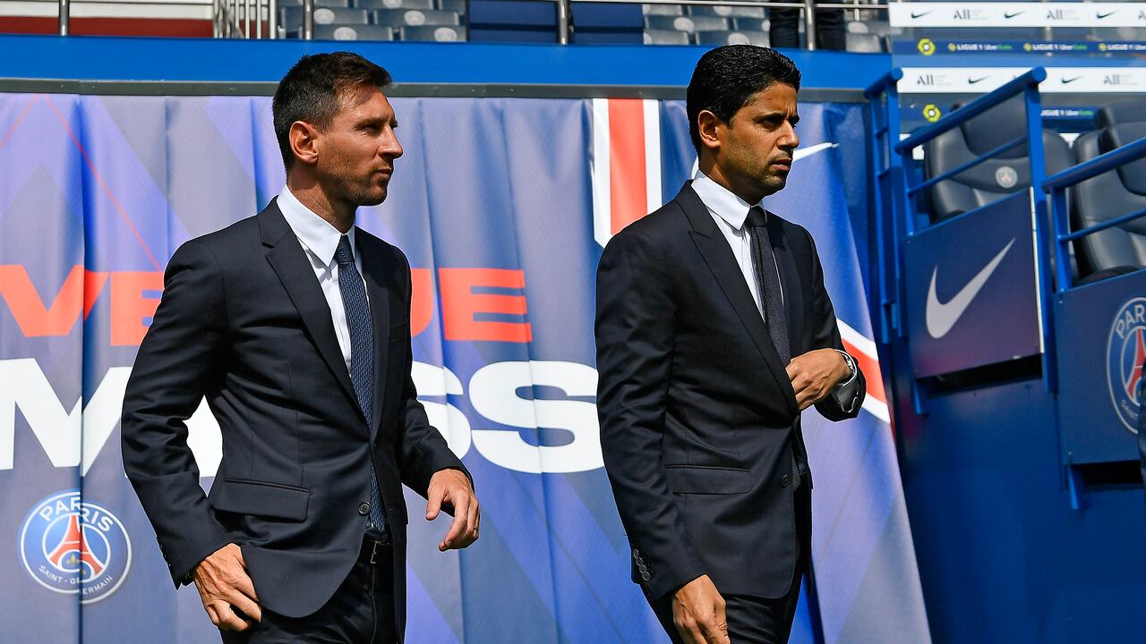 Lionel Messi y Nasser Al Khelaifi.