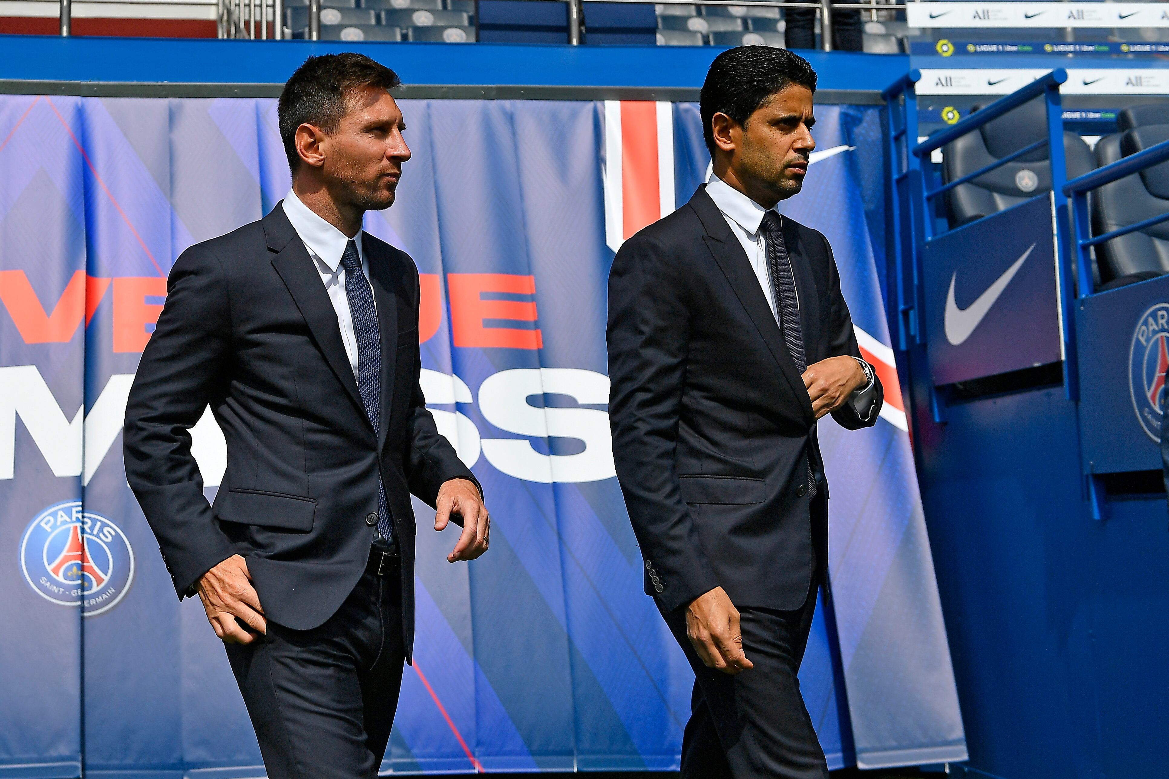 Lionel Messi y Nasser Al Khelaifi.