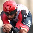 BUDAPEST, HUNGARY - MAY 07: Fernando Gaviria Rendon of Colombia and UAE Team Emirates sprints during the 105th Giro d'Italia 2022, Stage 2 a 9,2km individual time trial stage from Budapest to Budapest / ITT / #Giro / #WorldTour / on May 07, 2022 in Budapest, Hungary. (Photo by Stuart Franklin/Getty Images)