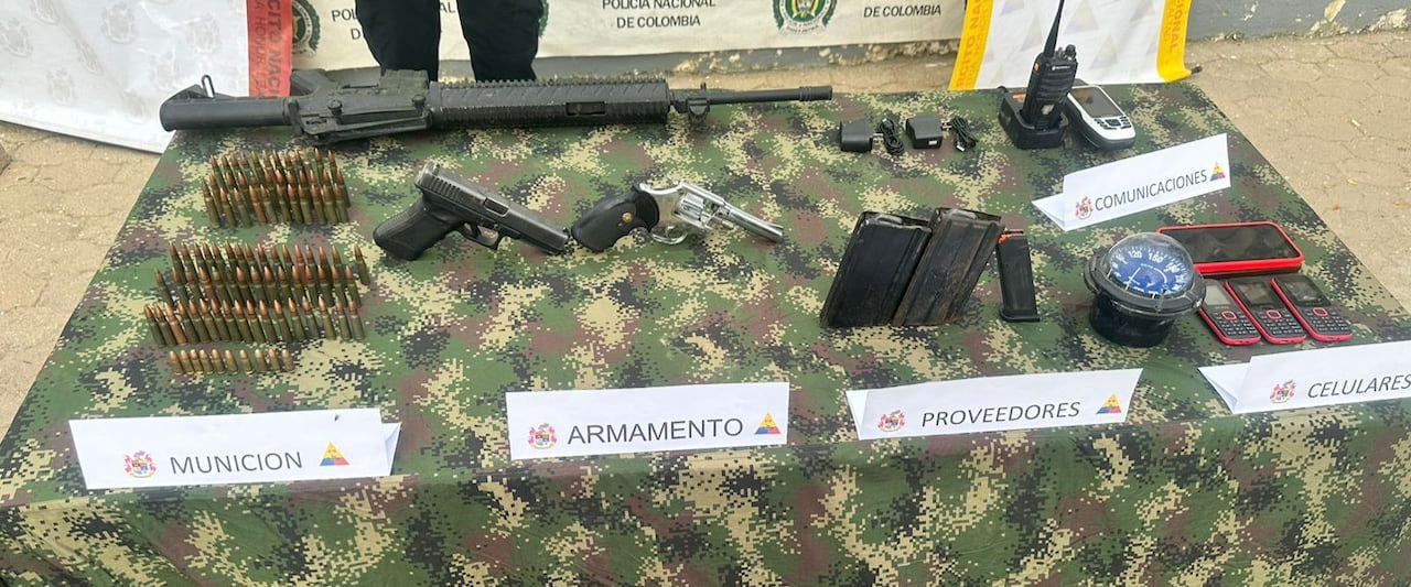 Elementos incautados por el Ejército Nacional al Tren de Aragua.