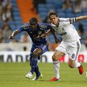 MADRID, SPAIN - SEPTEMBER 26: Kaka of Real Madrid competes for the ball with Cosme of Millonarios during the Santiago Bernabeu Trophy match between Real Madrid and Millonarios CF at Santiago Bernabeu stadium on September 26, 2012 in Madrid, Spain. (Photo by Angel Martinez/Real Madrid via Getty Images)