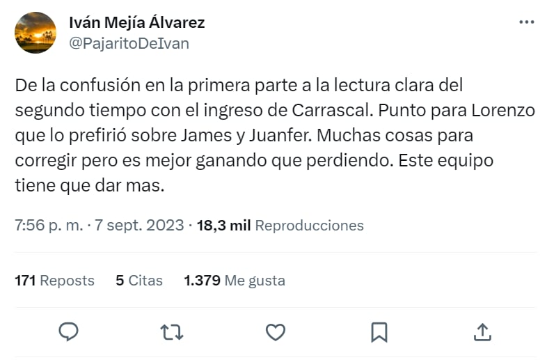 El analista se manifestó tras la victoria de la Selección Colombia