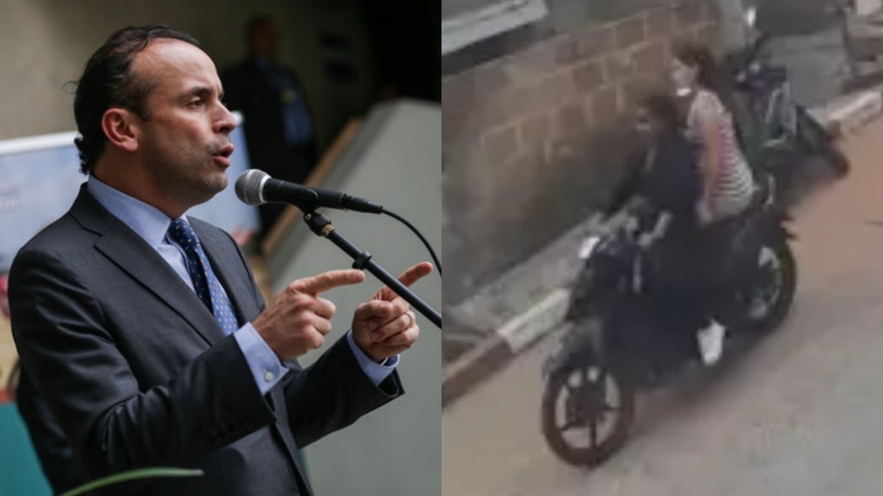 El alcalde Alejandro Eder y María Camila Potosí en una moto, junto a la presunta sospechosa.