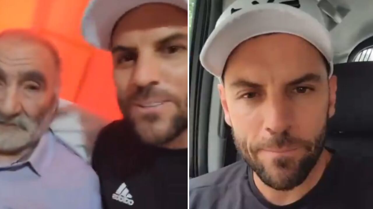 Sebastián Viera visitando a uno de sus grandes referentes, el 'Zurdo' López