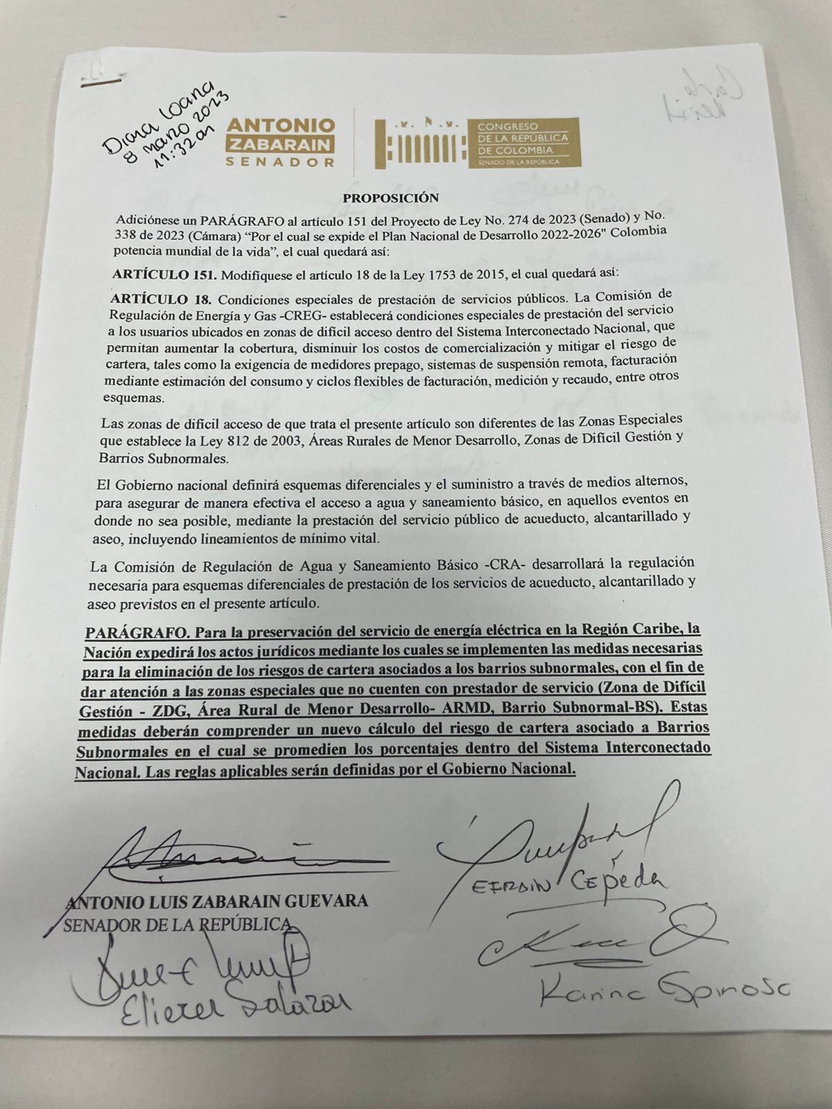 Proyecto radicado ante el congreso.