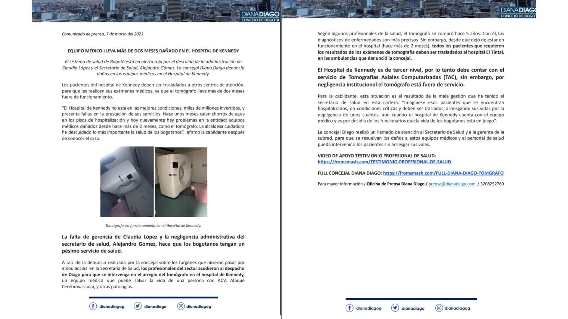 Comunicado a la opinión pública.