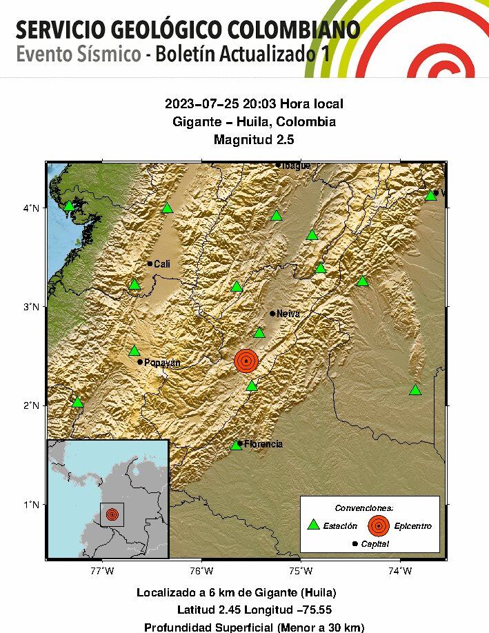 Sismo Huila. 25 de julio de 2023.