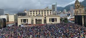 Los manifestantes en el centro de Bogotá, el 28 de abril de 2021