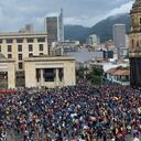 Los manifestantes en el centro de Bogotá, el 28 de abril de 2021