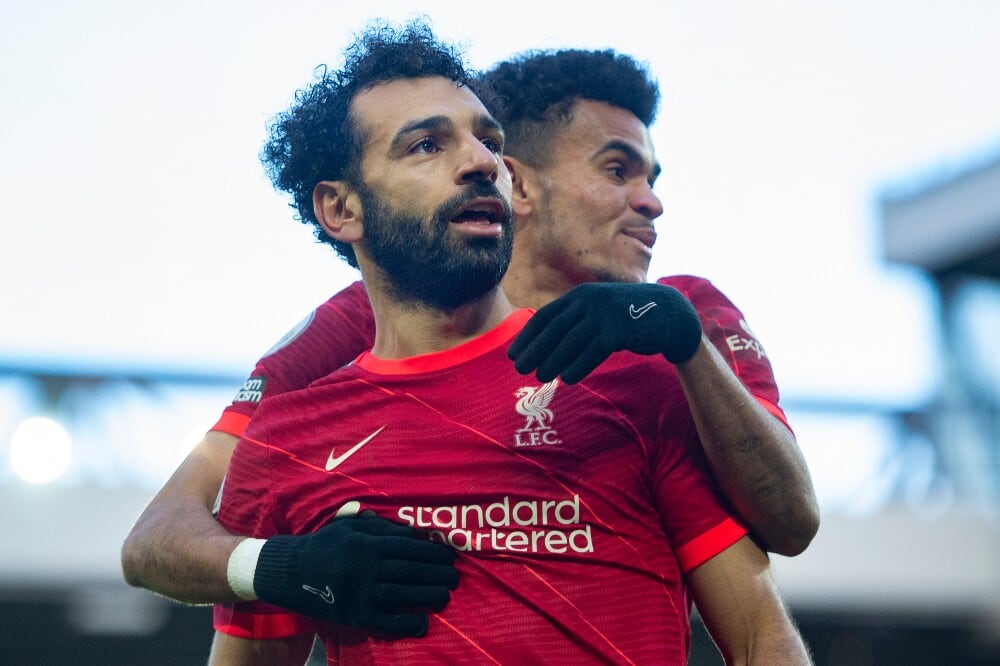 Mohamed Salah reconoció el trabajo que ha hecho Luis Díaz desde que llegó. Foto: Getty Images.