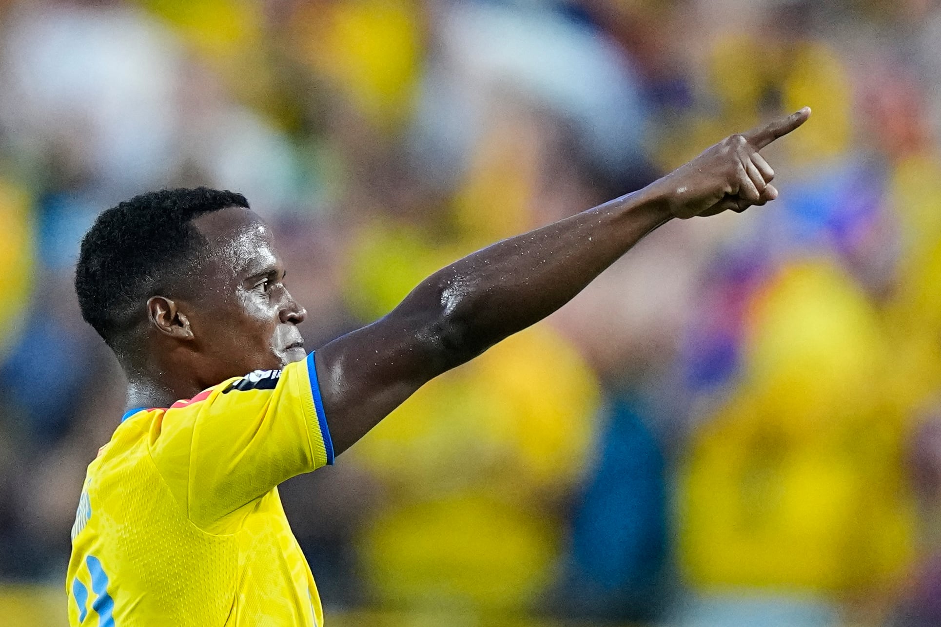 Jhon Arias celebra el gol que puso en ventaja a Colombia frente a Ghana.